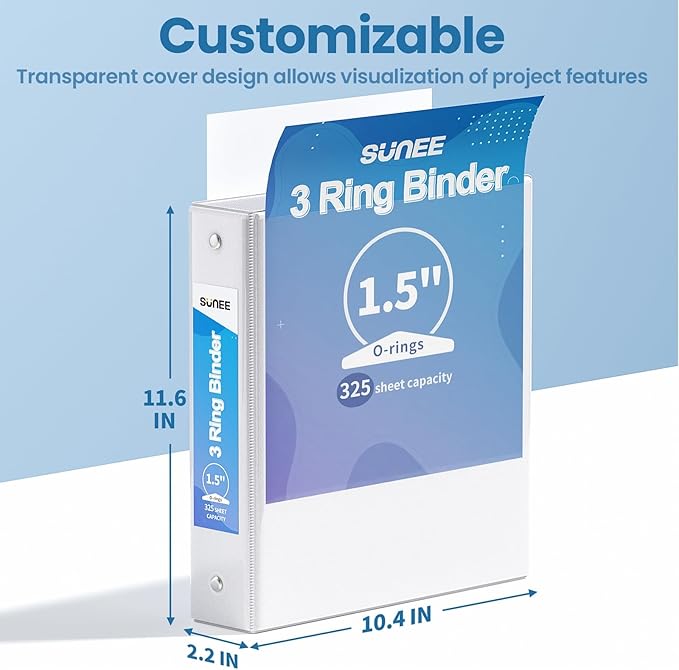 SUNEE 3 Ring Binder 1.5 Inch 1 Pack - Image 7