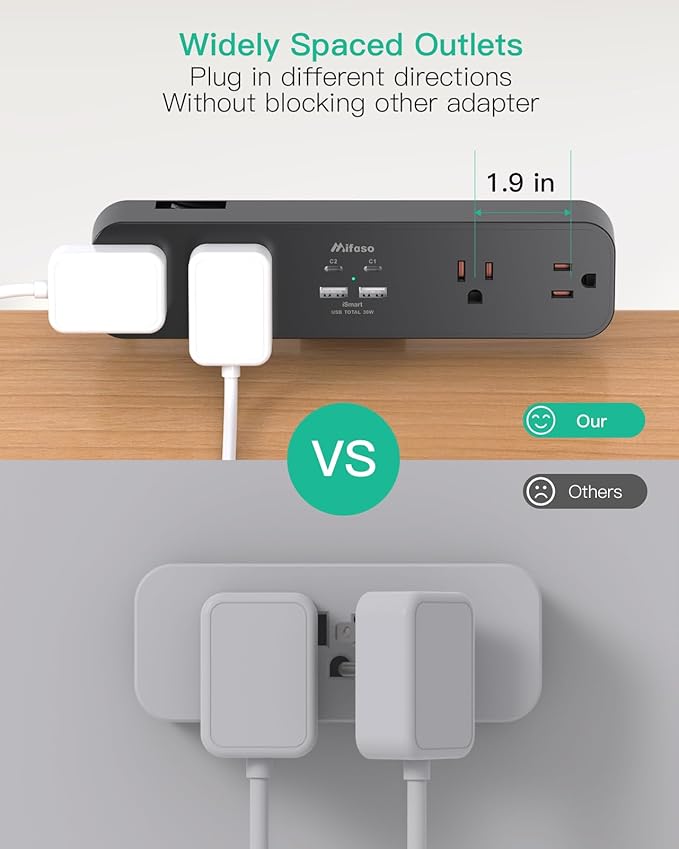 PD40W Desk Clamp Power Strip, Desktop Mount Surge Protector, Fast Charging - Image 4