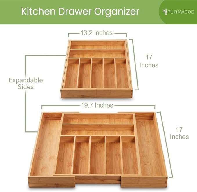 Purawood Bamboo Drawer Organizer - Image 3