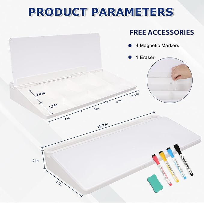 Desktop Glass Whiteboard with Storage, Desk White Board with Computer Keyboard - Image 8