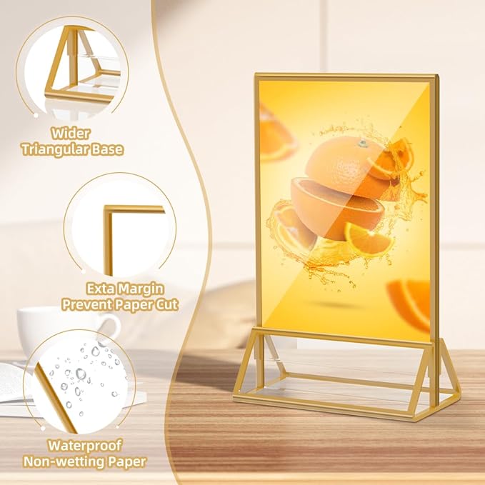 PPH-Sisy Acrylic Sign Holder 5x7 Gold Display Stand, Acrylic Frames - Image 4