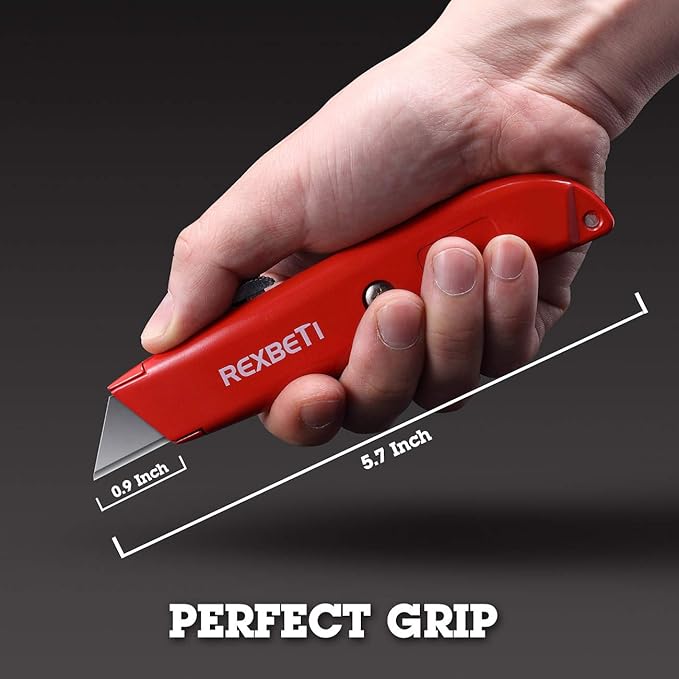 REXBETI 4-Pack Utility Knife, Heavy Duty Aluminum Shell Retractable Box Cutter - Image 2