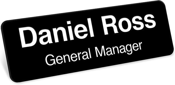 Name Tag, Magnetic Black and White Name Tags, Personalized Name Tags, 1x3 Inches by MySignCenter