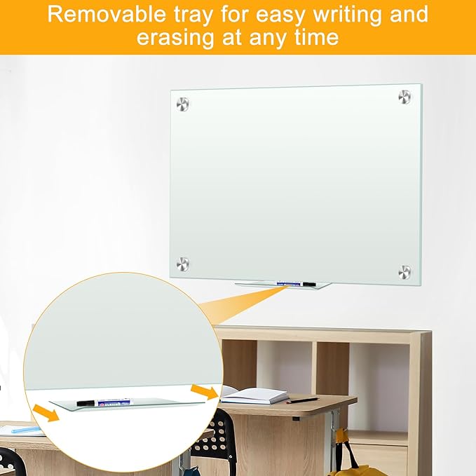 H-Qprobd Glass White Board for Wall Dry Erase Board 36" x 24" Magnetic - Image 2