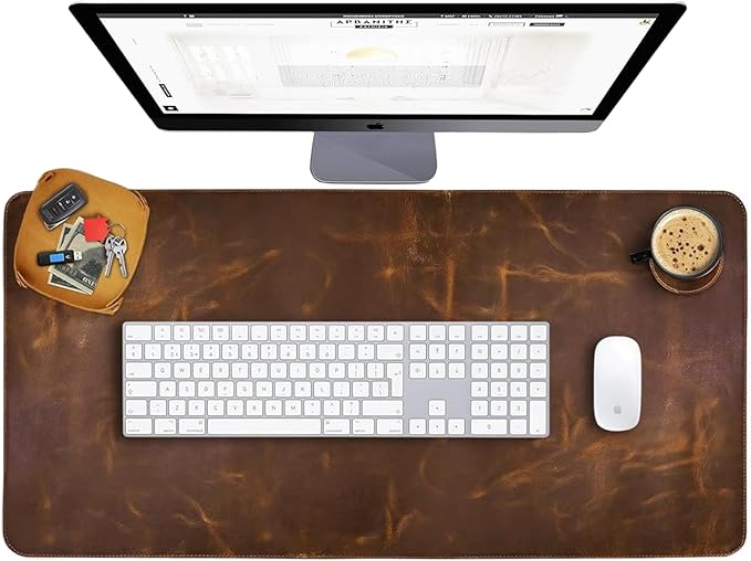 ELIZO Leather Desk Pad Real Leather Desk Mat Thick Double Layer Cover Blotter by Elizo