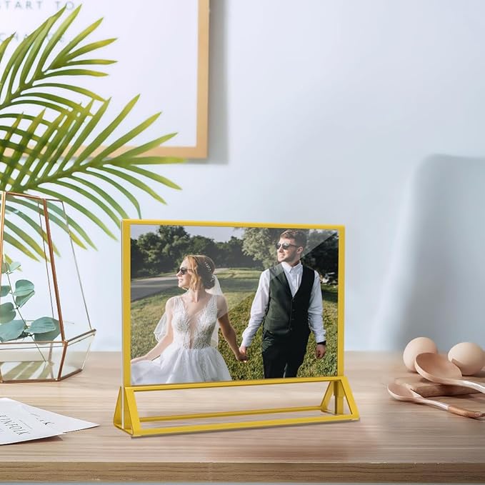 PPH-Sisy Clear Acrylic Sign Holder 6x 4 Horizontal Double Sided Gold Frame - Image 7