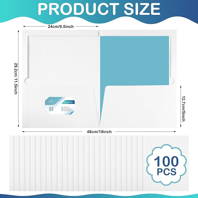 Yeaqee 100 Pack 2 Pockets Glossy Laminated Paper Folder First Day of School - Image 2