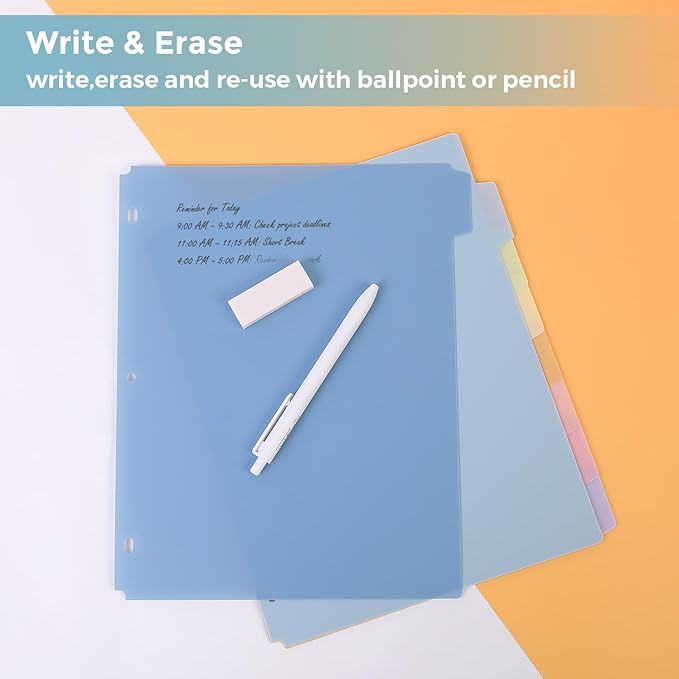 SKYDUE Durable Plastic 8-Tab Dividers, Big Tab Dividers - Image 6