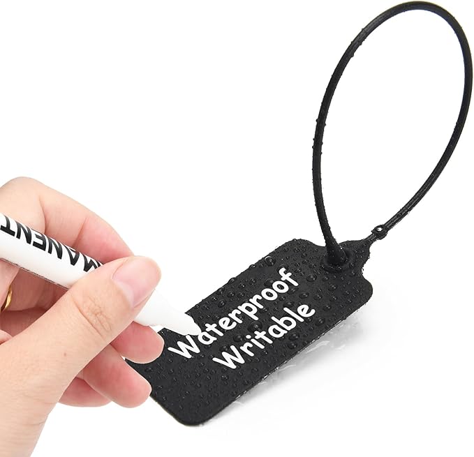100 Black Blank Plastic Tags for Labeling Waterproof Hanging Labels Writable - Image 2