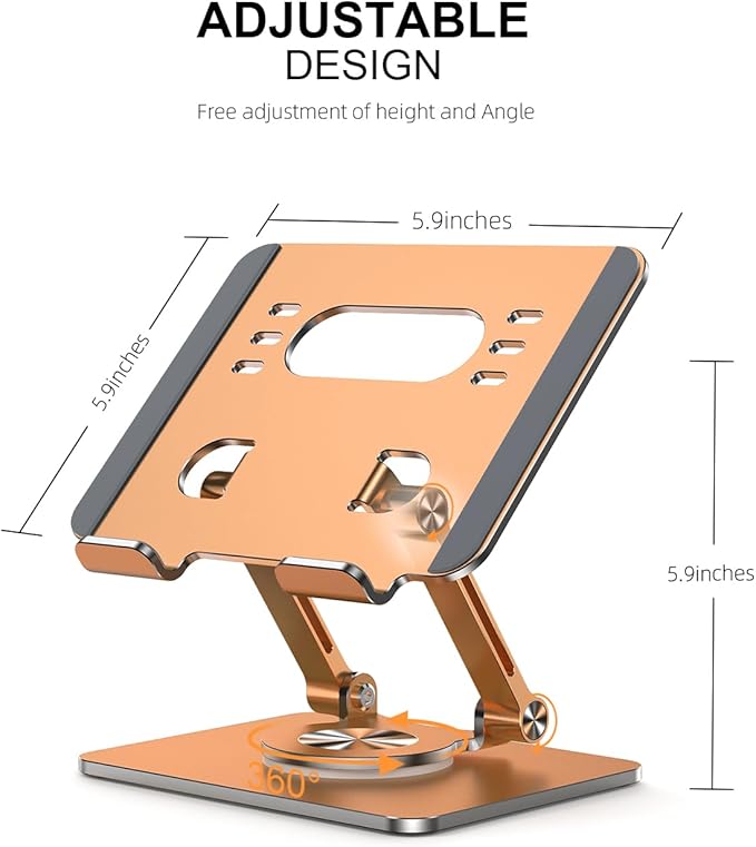 Tablet Stand Holder with Thickened 360°Rotating Base Dual Rod Adjustable - Image 4