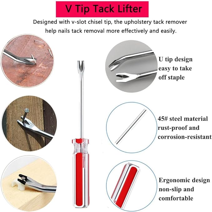 Upholstery Staple Remover Tack Puller Nail Remover Tool Set Nail Puller Plier - Image 4