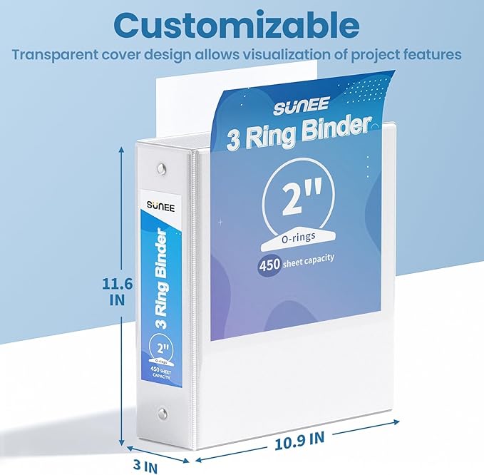 SUNEE 3 Ring Binders 2 Inch 8 Pack - Image 7