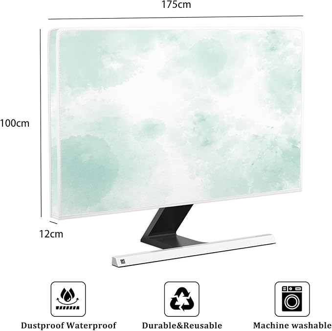 Baocicco Abstract Watercolor Waterproof TV Display Screen Cover 75 Inch Cyan - Image 2
