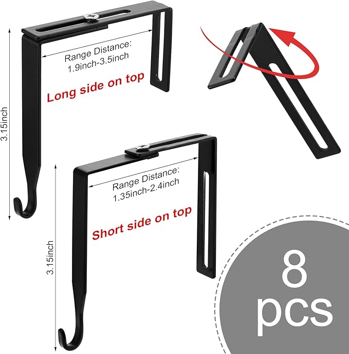 Amylove 8 Pcs Adjustable Cubicle Hanger Universal Partition Metal Cubicle Hooks - Image 2