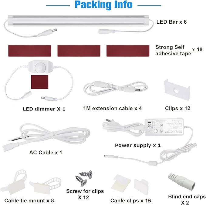 Litever Under Cabinet LED Lighting Kit, Super Bright, 31W 2000 Lumen, Plug or - Image 3