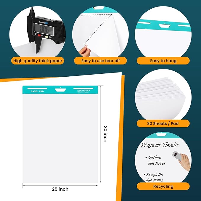 OLenyer Super Sticky Easel Pad, 25x 30IN, Large Self Stick Flip Chart Paper - Image 4