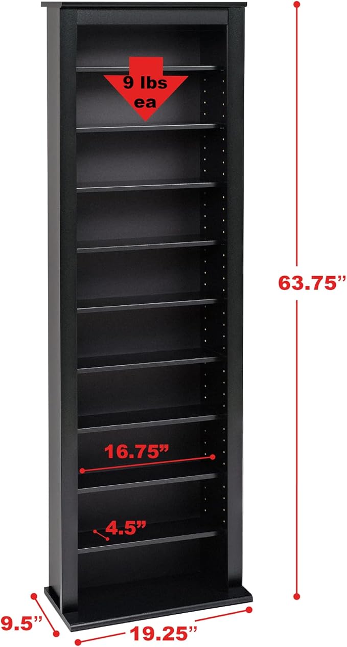 Prepac Narrow Cabinet Media Storage, Slim Barrister Tower - Image 3