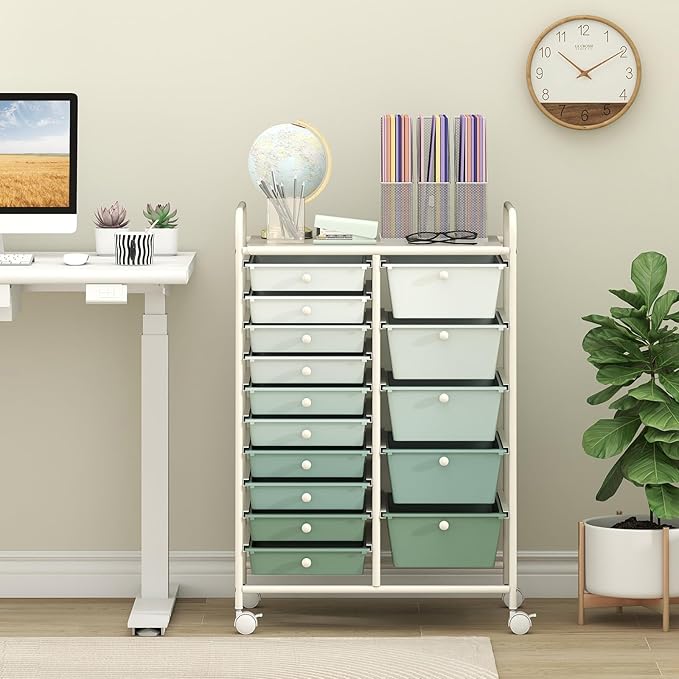 DORTALA 15-Drawer Rolling Storage Cart - Image 2