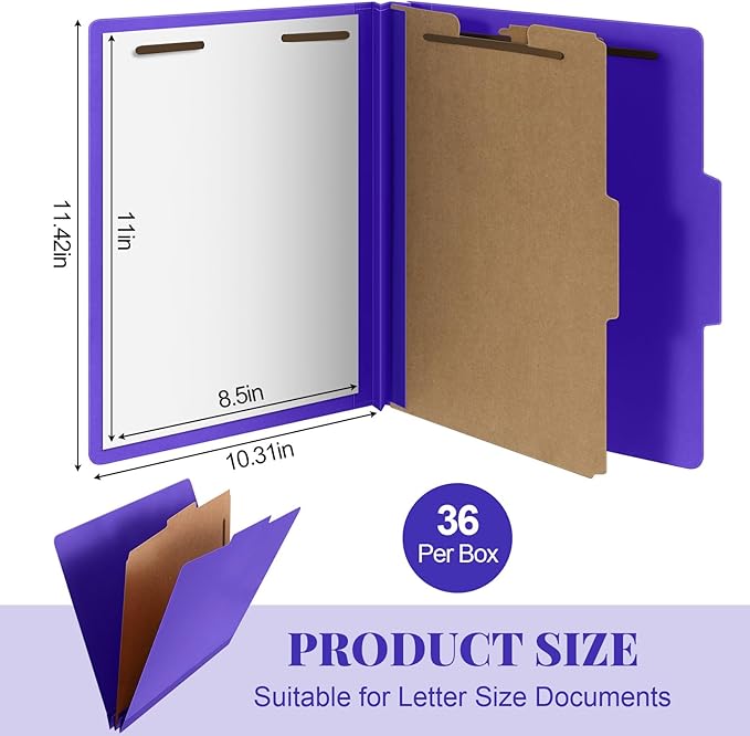 Skyygemm 36 Pcs Classification Folders Letter Size, 1 Divider Pressboard File - Image 2