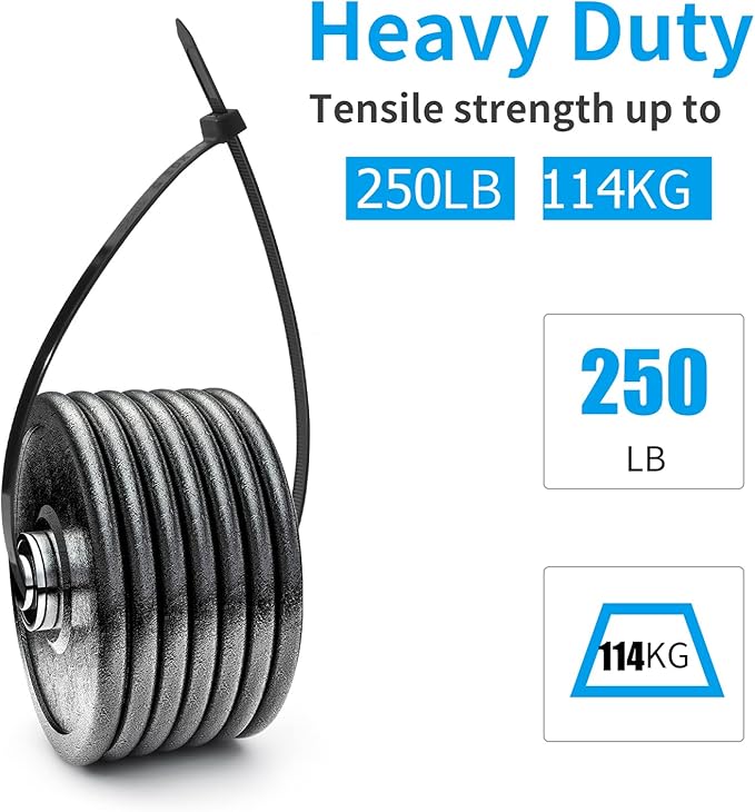 XINGO 12 inch Black Zip Ties Heavy Duty 80 PCS, 250 LBS Ultra Strong Plastic - Image 3