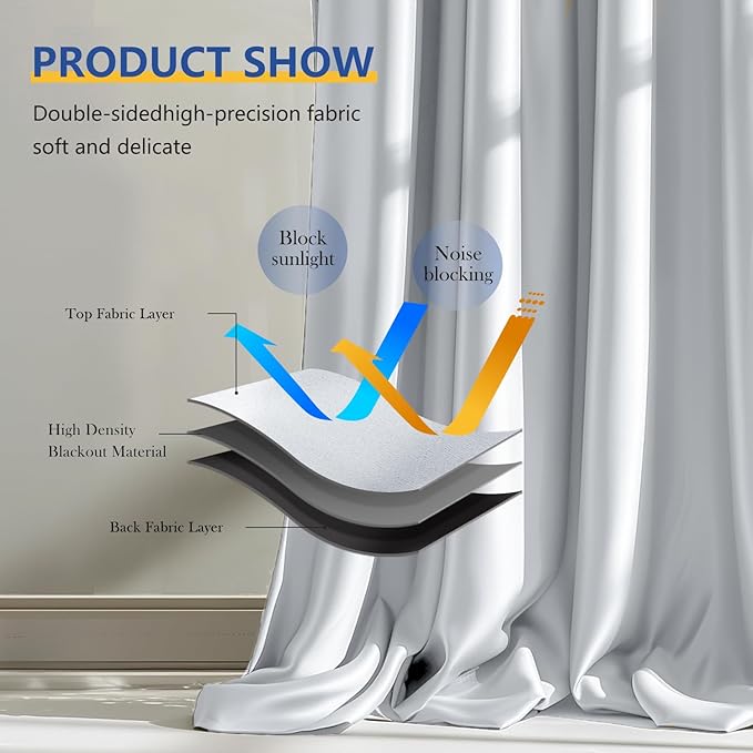cbsroro Room Divider Blackout Curtain Track Curtains Wall Dividers Panels Screen - Image 4