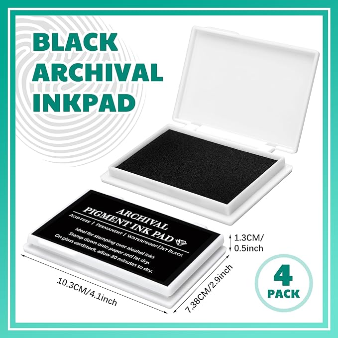 MotiMind 4 Pcs Black Archival Pigment Waterproof Ink Pad - Image 2