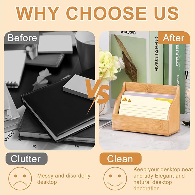 SHIQIKEJIPTY 2 Pack Wood Index Card Holder 4x6 Inch Index Card Box Notecard Box - Image 6