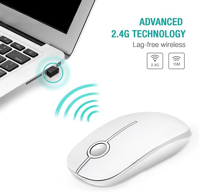 VssoPlor Wireless Mouse, 2.4G Slim Portable Computer Laptop Mouse - Image 2