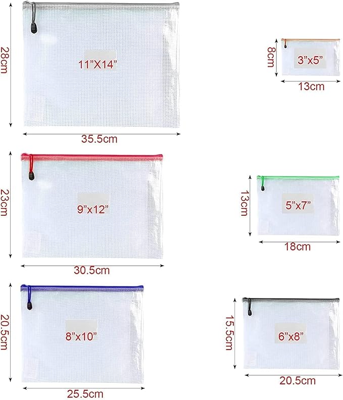 Oaimyy-18 PCS-6" x 8" Inch -Mesh Zipper Pouch, Plastic Zip File Folders Puzzle - Image 3