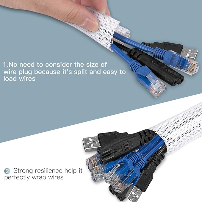 AGPTEK Cable Sleeve Cover, 10ft - Image 3