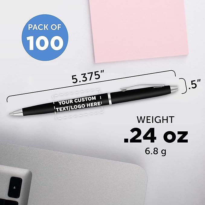 DISCOUNT PROMOS Custom Langham Ballpoint Pens Set of 100, Personalized Bulk Pack - Image 5
