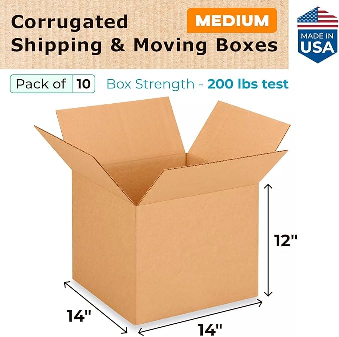 Medium Moving & Shipping Boxes 14x14x12 inches - Image 2