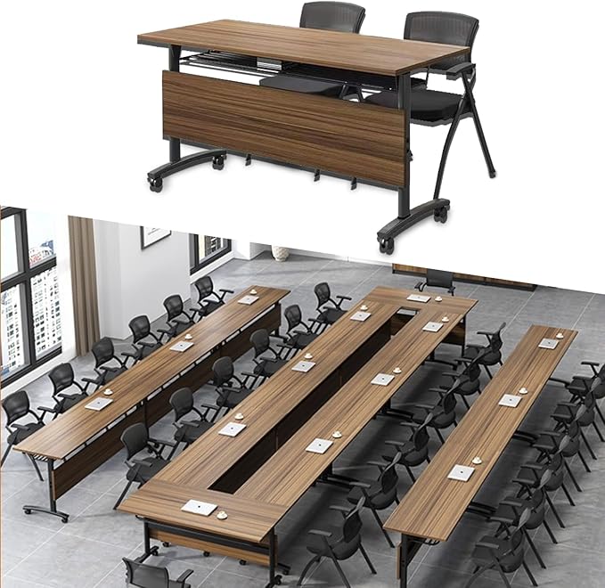 Foldable Conference Table Mobile Meeting Table, Large Modular Conference Room by Unknown
