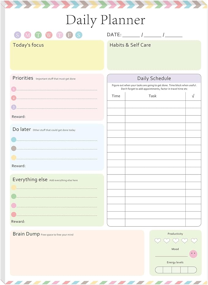 ADHD Daily Planner Notepad Daily Planner Desk Pad & Task Management Notepad to - Image 8