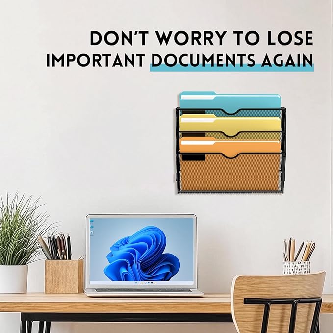 SUPEASY Wall File Organizer Mesh Office Mail Holder, Hanging Wall Organizer - Image 5