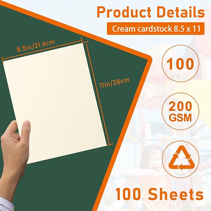 100 Sheets Cream Cardstock 8.5 x 11 Off White Paper, 75lb Premium Ivory Paper - Image 2
