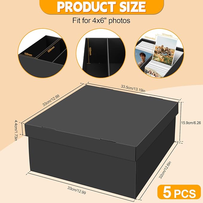 REAQUE 5 Pack Photo Storage Boxes - Image 2