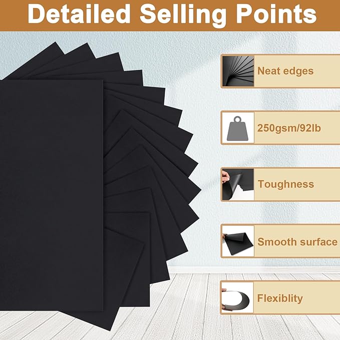 Silunkia 28 Sheets Black Cardstock 8.5 x 11 - Image 3
