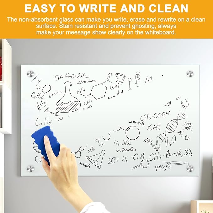 H-Qprobd Glass White Board for Wall Dry Erase Board 48" x 32" Magnetic - Image 3