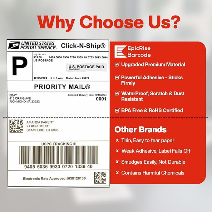 4" x 2" Direct Thermal Labels Roll, 10 Rolls, Compatible - Image 8