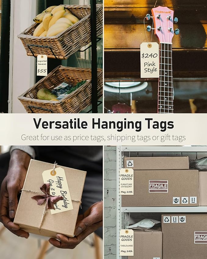 Uniclife 100 Pcs Manila Tags Blank Shipping Tag - Image 7