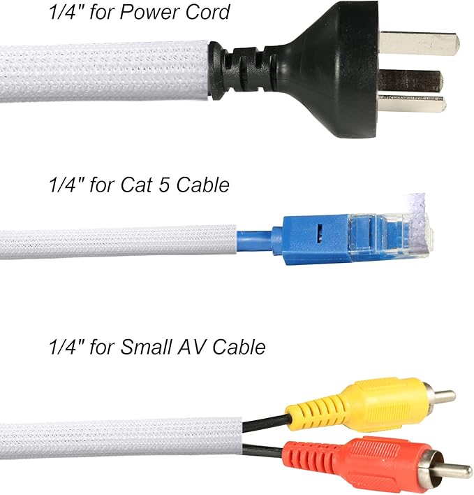 CrocSee 10ft - 1/4 inch Braided Cable Management Sleeve Cord Protector - - Image 3