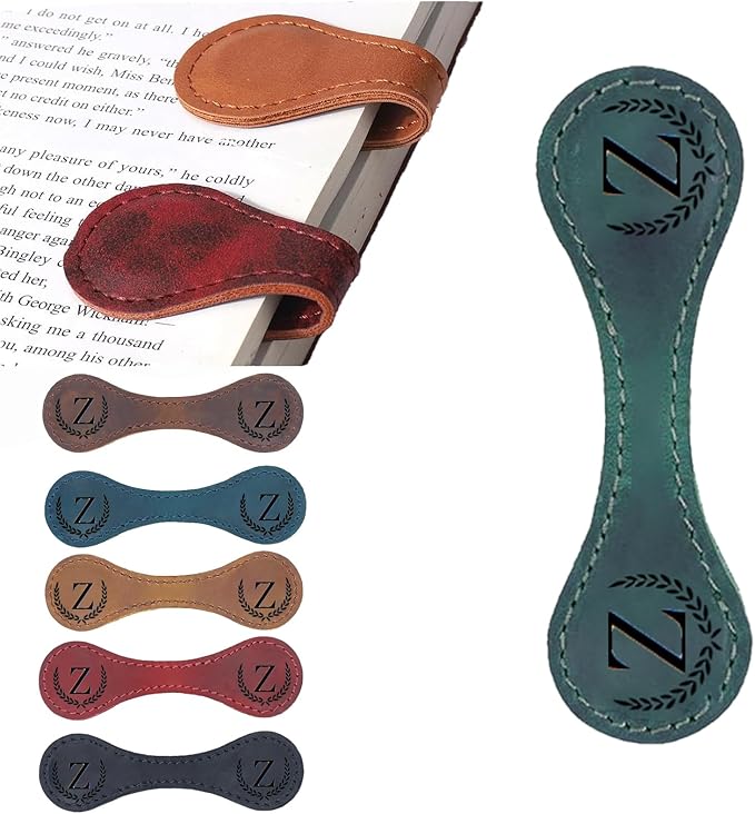 Artlaza Personalized Magnetic Leather Bookmark, 26 Letters Custom Leather by Artlaza