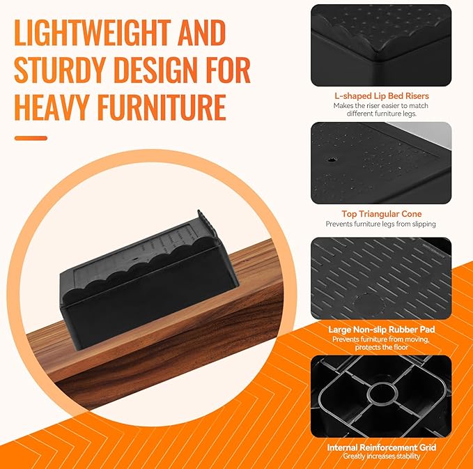 shouwuhho Furniture Risers, 4 Pack Bed Risers - Image 4