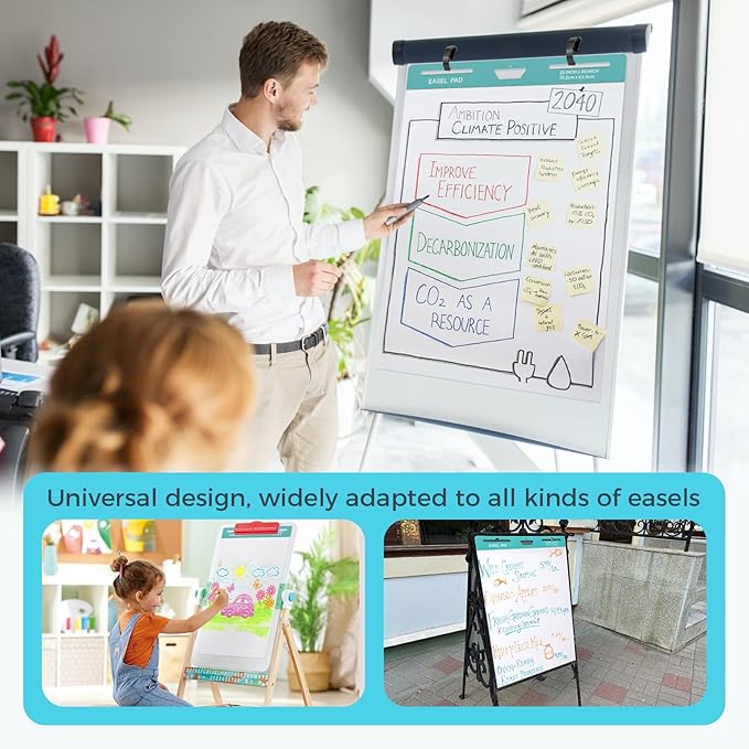 FAHKNS Sticky Easel Pad，Large 25x30 Inch Self-Adhesive Teacher'S Flip Chart - Image 2