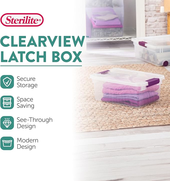 STERILITE 15 Qt ClearView Latch Storage Box, Stackable Bin - Image 2