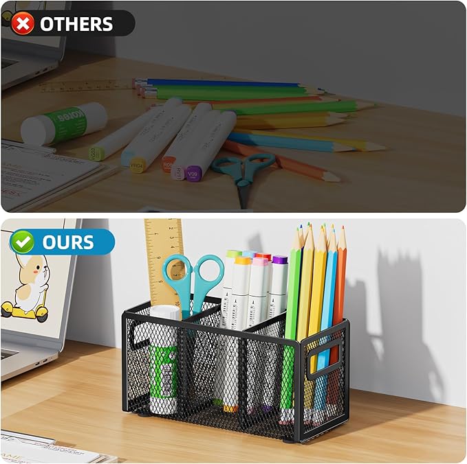 Marbrasse 2P Mesh Pen Holder for Desk, Pencil Holder Desk Organizer 3 - Image 5