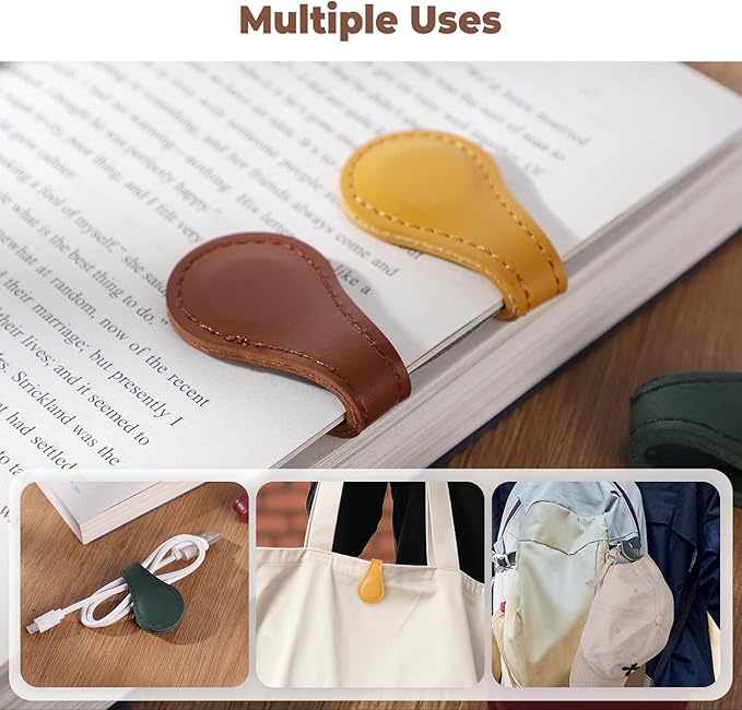 Artlaza Personalized Magnetic Leather Bookmark, 26 Letter Custom Leather - Image 7