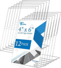 EHWINE 12 Pack 4 x 6 Acrylic Sign Holder, Vertical Slanted Back Paper Holder by EHWINE