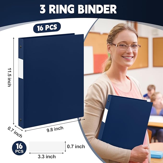 Henoyso 16 Pcs 3 Ring Binder 0.5 Inch Round Fits Letter Size 8.5'' x 11'' Paper - Image 2
